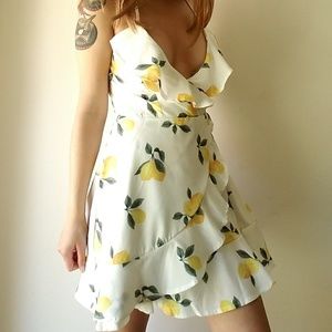 Lemon print ruffle dress